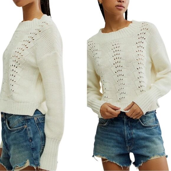 NWT Free People Bell Song Pullover Sweater in color Bones - Picture 9 of 10